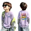 Camiseta de Manga Larga para Niños Primavera y Otoño 2026 Nueva 100% Algodón Infantil Cuello Redondo Elegante Falso Dos Piezas Casual para Niños Mayores