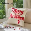 Funda de Cojín Bordada de Bastón de Caramelo Festival de Navidad Decoración de Ambiente Festivo Funda de Cojín para Sofá Funda de Cojín para Mesita de Noche