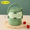 Fiambrera Dividida de Acero Inoxidable, Portátil de Grado Alimenticio de Gran Capacidad Doble Capa con Tapa, Fiambrera Multicapa para Oficinistas y Estudiantes