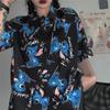 Camisa de mujer con diseño de nicho, manga corta, nueva, de verano, estilo coreano, holgada, con estampado de dibujos animados para mujer