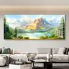 Pintura de paisagem sala de estar de costas para montanha 2025 pote de tesouro parede oeste quadro pintura moderna pendurada sofá fundo de parede montanha dourada novo