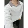 Outono de 2026 Novo Estilo Estilo de Hong Kong Interno Tamanho Plus Gola Manga Longa Camisa POLO M-5X HT26627-P22