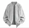 Cárdigan de punto jacquard gris en relieve, corte holgado para hombre, estilo retro americano, abrigo suéter casual y sofisticado