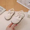 Sandalias para Niñas Punta Cerrada Zapatos de Princesa 2026 Verano Nuevas Llegadas Niños Bebé Elegantes Tejidas Huecas Suela Suave Zapatos de Playa