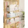 Estante de almacenamiento para colgar en la puerta con ganchos, estante de almacenamiento multicapa para detrás de la puerta del dormitorio, cesta de almacenamiento colgante sin taladro para detrás de la puerta de entrada, tipo oculto