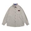 Camisa listrada vertical de manga comprida primavera e outono, moda masculina, casual, retrô, americana, estilo japonês solto