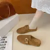 Estilo Old Money Pantuflas Mula de Suela Gruesa para Mujer Otoño 2026 Nuevas Pantuflas Cerradas de Media Caña Estilo Perezoso para Ponerse Fácilmente Uso en Exteriores