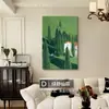 Pintura de Parede Suspensa para Sala de Estar Estilo Creme Francês Leve Pintura Decorativa de Fundo para Sofá Verde Mural Decorativo para Restaurante com Senso Avançado