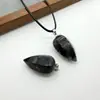 Collar Colgante de Piedra Natural Más Vendido Transfronterizo 15*30mm Piedra Natural Hexaédrica Forma de Gota de Agua Piedra de Tigre Joyería DIY