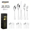 Traje transfronterizo/40/60 piezas patrón popular hotel acero inoxidable vajilla vajilla occidental cuchillo para bistec, tenedor y cuchara caja de regalo