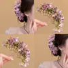 Belleza Floral~Horquilla de Flor Morada Atmosférica, Flor Artificial Suave y Elegante para Peinado Lateral, Accesorio de Viaje