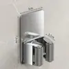 Soporte de Acero Inoxidable para Mopa y Escoba Montado en Pared, Sin Taladro Autoadhesivo Resistente Organizador para Baño Cocina