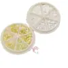 Accesorios para Uñas Artísticas Plato Redondo de Metal con 6 Compartimentos Mariposa 3D Estilo Japonés Moderno Nuevas Decoraciones Huecas para Uñas