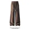 Pantalones Versátiles y Modernos Color Café Melard para Hombre, Estilo Otoño e Invierno, Pantalones Suaves y con Caída de Corte Limpio, Pantalones Paracaídas Estilo Americano Arrugados