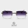 0231 novos óculos de sol quadrados de filme colorido sem aro europeus e americanos, óculos de sol masculinos com cor degradê, haste de mola personalizada estilo ins