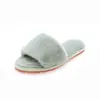 Zapatos de felpa con base de tendón de viscosa para mujer otoño e invierno Nuevos zuecos de punta abierta color caramelo macarrón fabricante de pantuflas de felpa en stock