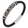 Moda Trendy Xiangyun Joyería de Mano Pulsera para Hombre de 6mm Cuerda de Cuero Trenzada Joyería Acero Inoxidable Cuero Genuino Botón a Presión Elementos Geométricos