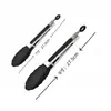 Pinzas para Alimentos de Silicona Transfronterizas, Pinzas para Barbacoa de Acero Inoxidable Resistentes a Altas Temperaturas de 7 Pulgadas 9 Pulgadas 12 Pulgadas, Pinzas para Pan Frito