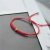 Pulsera de Cuerda Roja Tejida a Mano Regalo para Novia Pareja Mejor Amiga Pulsera Simple de Cuerda a Mano Chapada en Oro de 14K Sin Decoloración