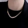 Collar de serpiente tejido a mano de tres colores de acero de titanio, personalidad femenina, moda, cadena para la clavícula tejida de tres hebras retorcidas, estilo europeo y americano