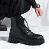 [Personalizado] Botas Martin Masculinas Outono 2024 Novas Botas de Couro Zíper Cano Alto Retrô Roupa de Trabalho Botas de Motocicleta 8858-R