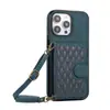 Adecuado para Apple 17 Pro Max Soporte de Tarjeta de Diamante Cruzado Iphone16E/15 Tarjeta Funda Trasera para Teléfono Móvil
