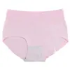 Nuevas bragas de algodón triangular de color liso sin costuras de grafeno en talla grande para niñas, ropa interior femenina sin costuras de seda helada de cintura alta