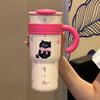 Taza Termo Personalizada Mickey Oso Fresa Gran Capacidad Taza de Agua con Popote para Niñas Taza de Hielo Linda Acero Inoxidable 316