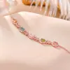 Yiluyin Prata 925 Banhado a Ouro Rosa Turmalina Colorida Borboleta Fashion Luxo Leve Prata para o Dia a Dia Pulseira Joia
