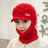 Chapéu de inverno versátil para mulheres de meia-idade e idosas, chapéu de lã grosso com forro de fleece, cachecol quente, chapéu de mãe, chapéu de tricô de peça única