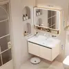 Gabinete de baño de aluminio de panal engrosado con lavabo de cerámica integrado y unidad de tocador