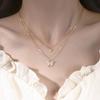 Collar de doble capa con mariposa de diamantes brillantes, collar de un solo cuerpo geométrico natural para mujer, cadena de clavícula simple de cobre con inserciones de celebridades de Internet