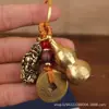 Llavero de cobre puro hecho a mano calabaza de cobre mordida abierta dinero suerte viaje valiente puesto de venta decoración en vivo colgante