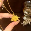 O mesmo estilo do pingente de peônia escovada em ouro antigo da loja de joias, novo pingente de veludo de alta qualidade estilo chinês, corrente de suéter de luxo leve para mulheres