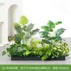 Combinação de paisagismo com plantas verdes artificiais, floreiras e caixas de flores, flores artificiais, arranjos de flores artificiais, decorações de paisagem com plantas artificiais para uso interno e externo.