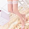 Medias de primavera y verano sexy ultra finas transparentes sexys medias altas encaje encaje mujer antideslizantes hasta la rodilla medias negras