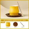 Taza de Té Pequeña de Cerámica Amarillo Limón Danzando en el Cielo, Juego de Té Doméstico de Alta Gama, Taza de Anfitrión, Taza Individual, Taza de Degustación Modelo Nuevo