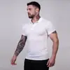 Camisa Polo de Punto Elástico Musculoso Estilo Europeo y Americano Sin Planchar Ajustada Moda Deportiva Fitness Antiarrugas Alta Gama Manga Corta