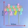 Cartão de Bolo Borboleta Menina Borboleta Festa de Aniversário Decoração Mesa de Sobremesa Cartão Bandeira de Bolo