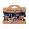 Pulsera de múltiples capas retro bohemia con cuentas del árbol de la vida para mujer, conjunto de pulseras DIY moderno y personalizado