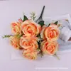 Spot atacado decoração de casa simulação flor falsa pequeno buquê de rosas layout de casamento simulação 7 rosas persas