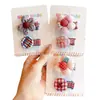 Pasador de Flores Rojo a Cuadros para Niña, Pasador para Bebé que No Lastima el Cabello, Accesorios para el Cabello de Tela Todo Incluido, Pinza BB para Flecos Laterales de Niña
