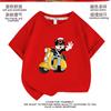 Roupa de Chefe de Polícia Gato Preto Camiseta Infantil de Manga Curta Roupas para Meninos e Meninas Algodão Tamanhos Médio e Grande Roupas Infantis Novo Estilo 2023 Respirável e Confortável