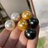 Brincos de Pérola em Concha de Prata S925, Brincos Elegantes, Brincos de Pérola Simples e Versáteis, Grandes 16mm