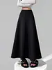 Falda acampanada gris oscuro estilo Hepburn para mujer, nueva falda larga tipo paraguas de cintura alta para otoño, versátil y casual A13728