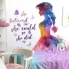 Pegatinas Inspiradoras para Niña de Vestido Largo Más Vendido Transfronterizo Mariposa Flor Habitación Infantil Habitación de Princesa Pegatinas Decorativas de Pared con Energía Positiva