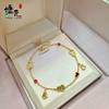 Pulsera Calabaza de Hielo Hueca Brillante Estilo Xiaohongshu Oro Arena Estilo Chino Nuevo con Diseño de Calabaza de Ágata Roja Joyería