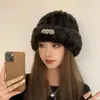 Gorro de Punto de Felpa con Protección para las Orejas para Invierno, Tacto de Alta Gama, Estilo Coreano para Mujer, Lindo, a la Moda, Versátil, Adelgazante, de Lana
