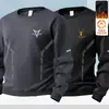 Sudadera para hombre para otoño e invierno, cuello redondo, forro polar, sin capucha, manga larga, corte holgado, casual, top versátil para hombre