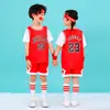 Traje de Baloncesto Infantil Niños y Niñas Estampado Número Jardín de Infancia Estudiantes de Primaria China No.23 Manga Corta Jersey de Competición